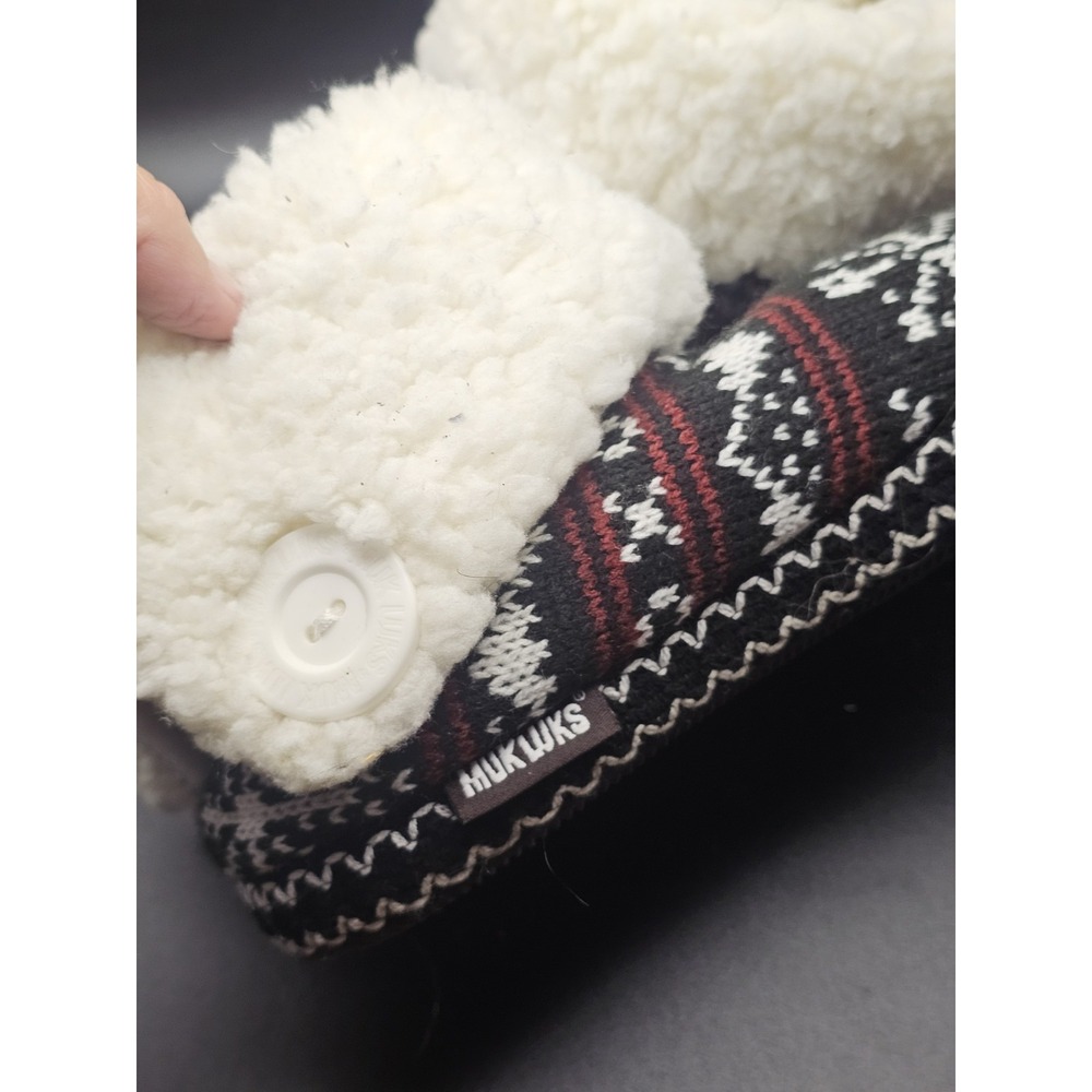 Muk Luks Slippers Womens 5-6 Magdalena Shearling Clog Slip On Comfort Red Fabric - Picture 3 of 7